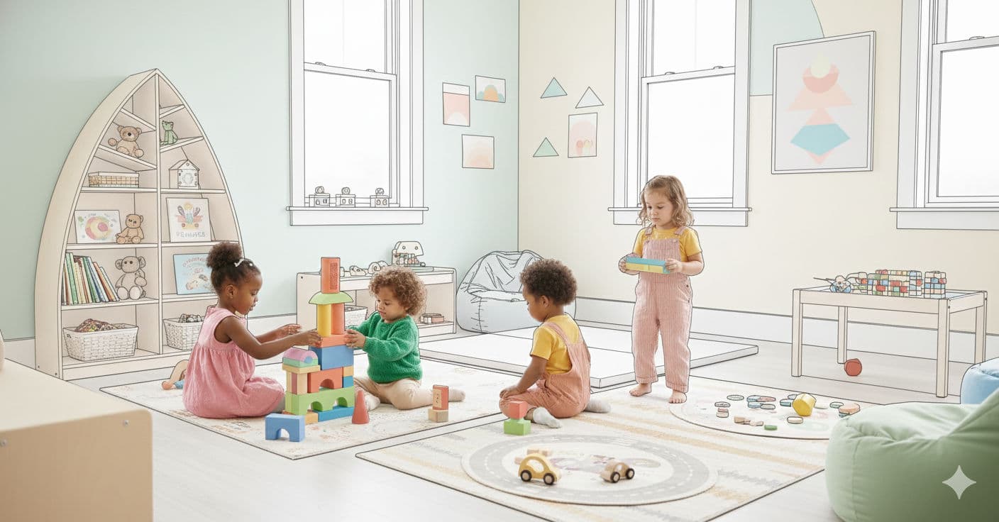 Happy children in warm home environment